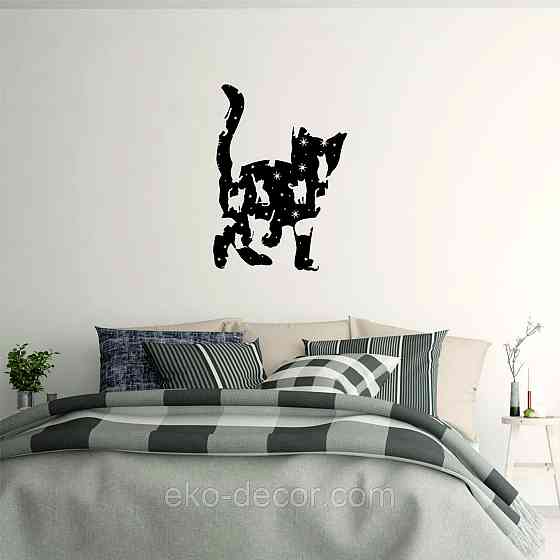 Декоративное настенное 3D Панно «Котёнок» Декор на стену с объемом 70*50 см, Черный Киев