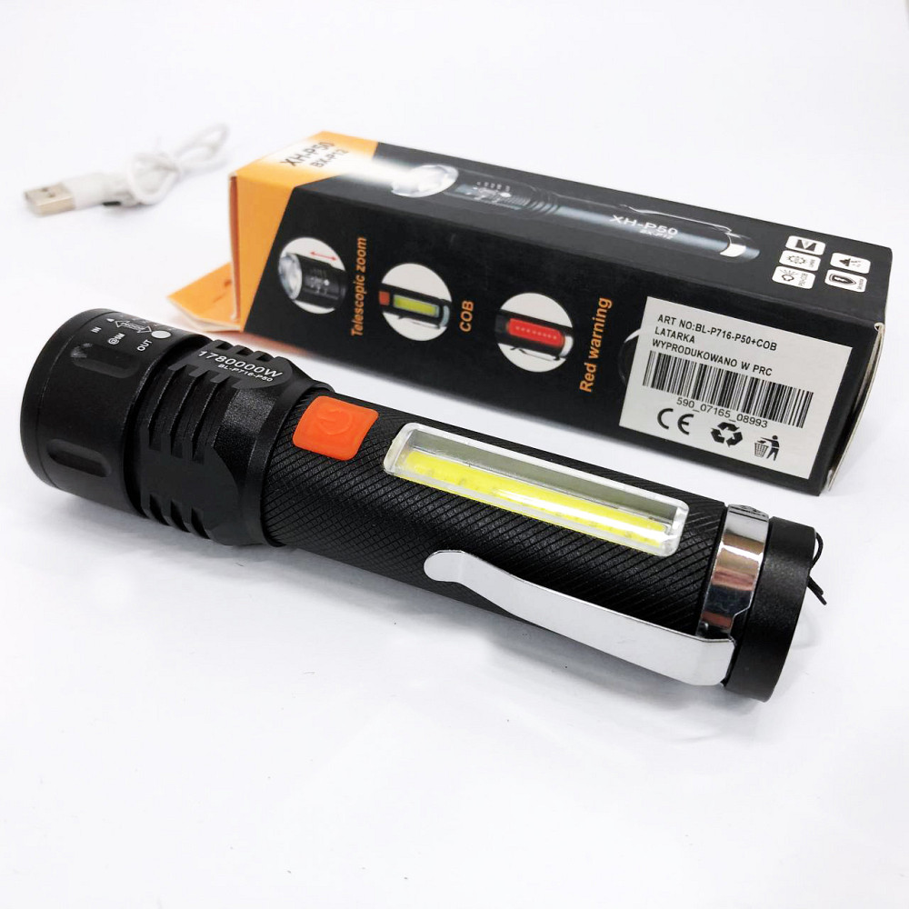 Ліхтар для домашніх потреб Bailong, Ліхтарик світлодіодний ручний акумуляторний портативний KQ-96 Львів - фото 5