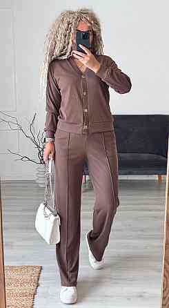 Женский стильный повседневный костюм двойка: кардиган на пуговицах + брюки трикотажный рубчик Мокко, 52/54 Одесса