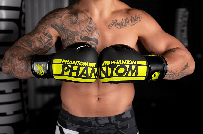 Боксерські рукавиці Phantom APEX Elastic Neon Black/Yellow 14 унцій (Бинти 4м. в подарунок) Каменское - изображение 10