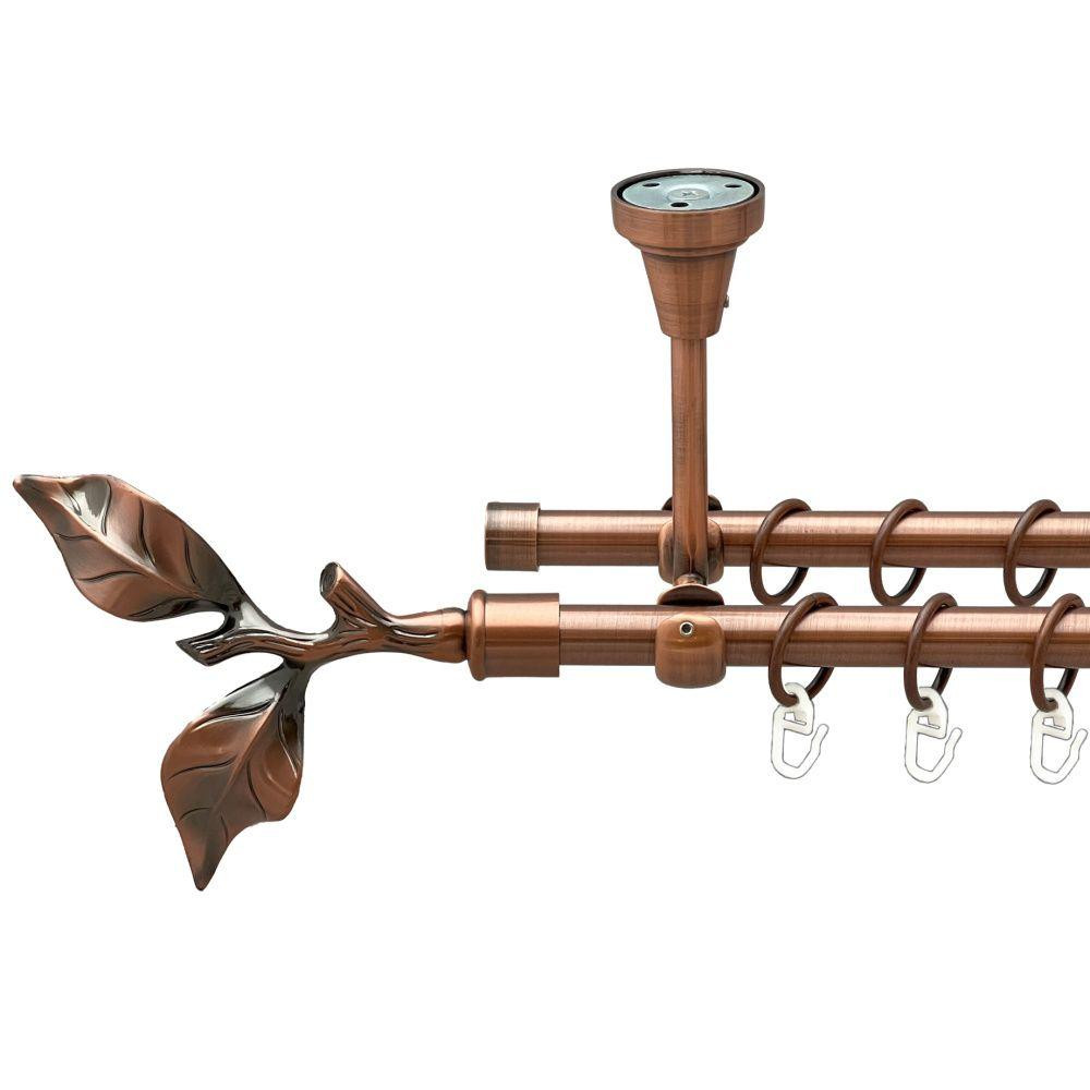 Карниз Orvit Листок Троянди металевий дворядний відкритий до стелі гладка труба кільце металеве Мідь 16\16 мм 200 см (00-00020136) Львів - фото 1