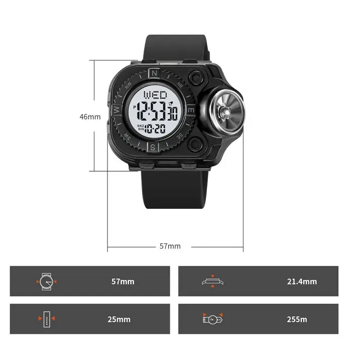 Чоловічий наручний годинник з ліхтарем Skmei 2187 Чорний з білим циферблатом Вінниця - фото 9