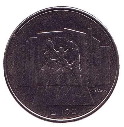 Сім'я з дитиною. Монета 100 лір. 1976 рік, Сан-Марино.UNC Полтава - фото 1