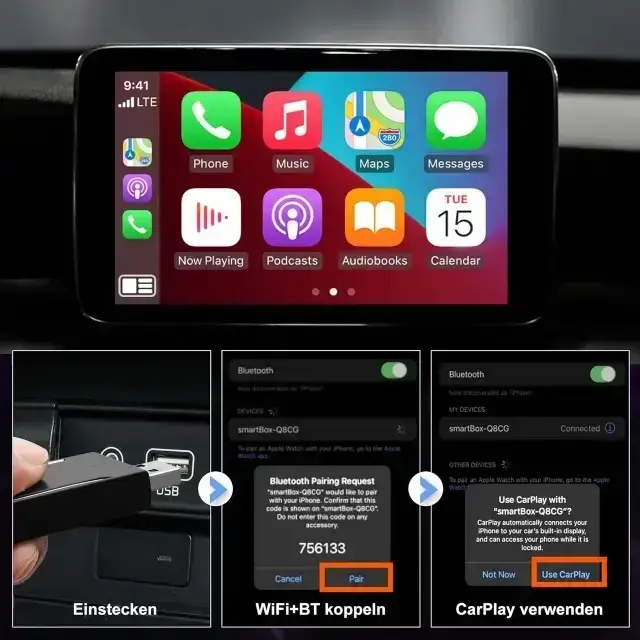 Бездротовий адаптер CarPlay Android Auto Pashlysh Wireless Z2 USB-C USB-A Plug and Plaу Київ - фото 4