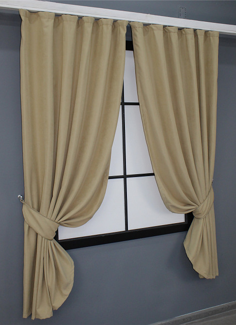 Комплект коротких штор VR-Textil Микровелюр SPARTA № 1192ш Бежевый 130х170 см 2 шт (35-0113) Киев - изображение 2