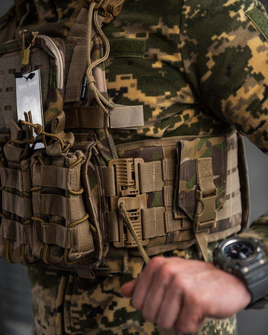 Военая плитоноска мультикам 4 сброса с подсумками в сборе Одесса - изображение 11