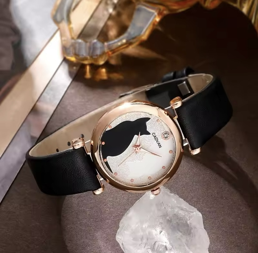 Подарочный набор для женщин Кот наручные часы браслет кольцо ожерелье и серьги без подарочной коробки черный Киев - изображение 5