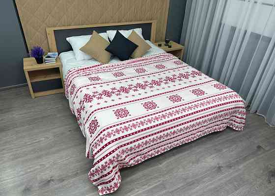Плед-покривало Decorator WellSoft ETNO 150х210 см з різдвяним принтом Білий з червоним (87-277) Київ