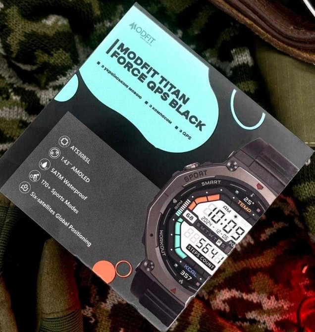 Годинник з пульсометром Modfit Titan Force GPS Black вологозахист 5АТМ. Київ - фото 1