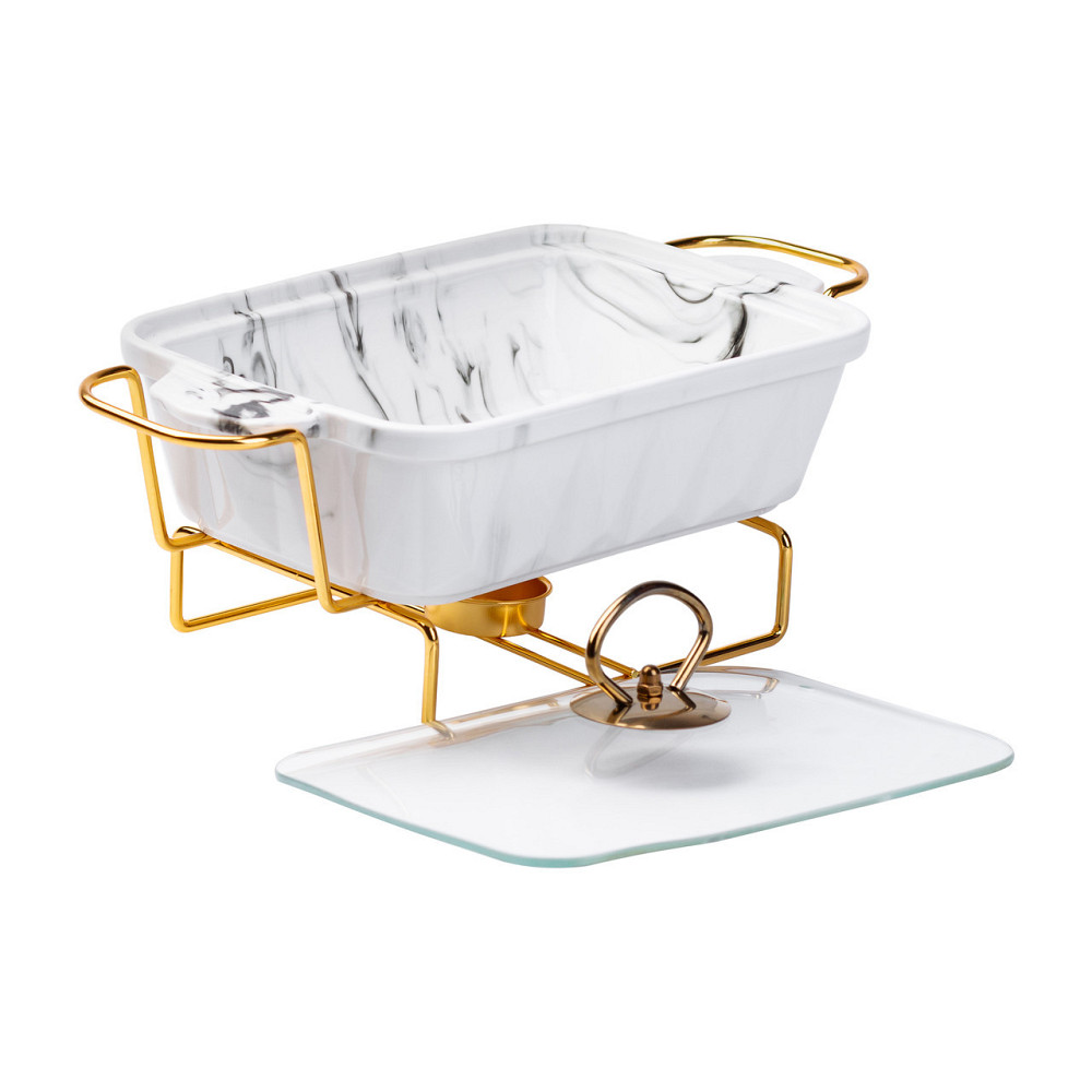 Мармит фарфоровый на 1 литр с подогревом на металлической подставке HP1028 Киев - изображение 3