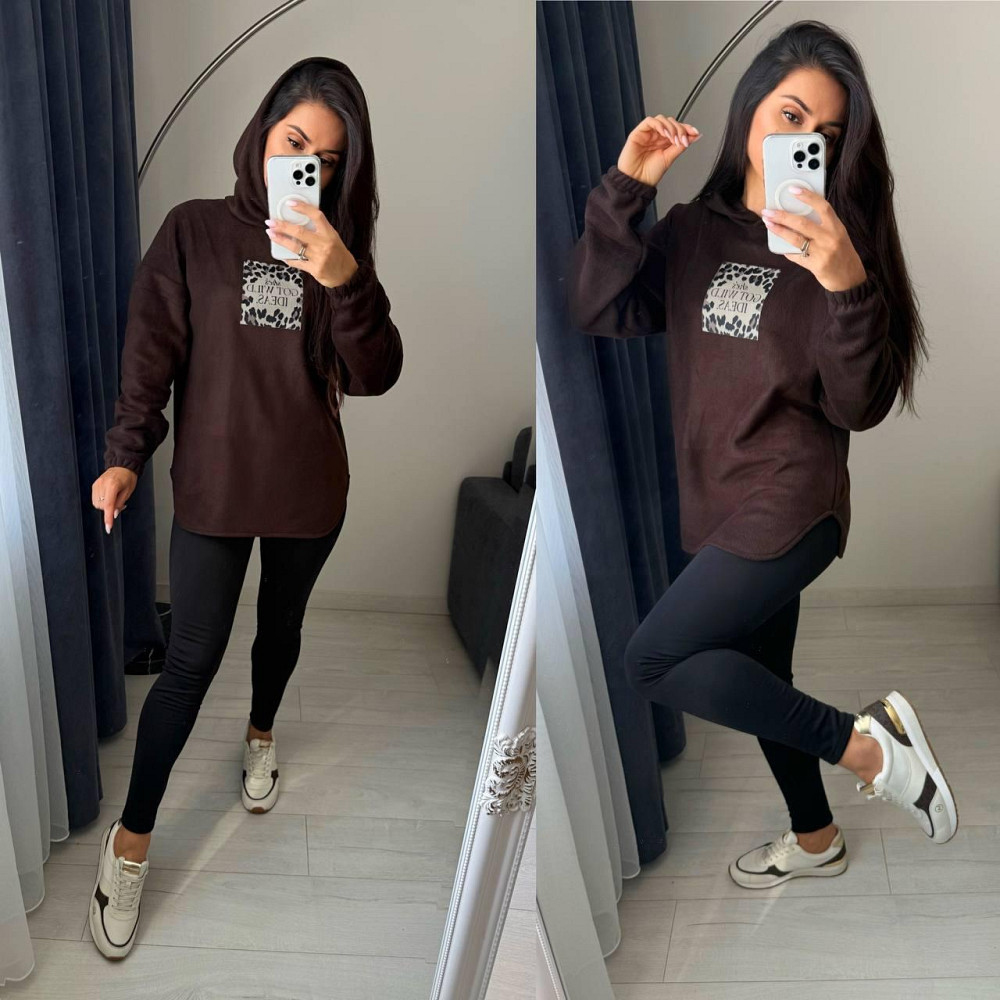 Жіночий теплий костюм-двійка: кофта та лосини двосторонній Polar Фліс + дайвінг на флісі Шоколад, 42/44 Одеса - фото 3