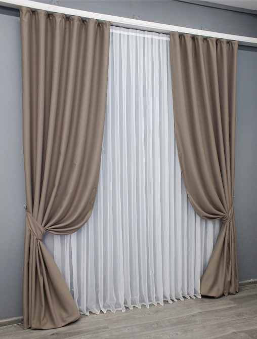 Комплект готовых штор VR-Textil Блэкаут Midnight № 1674ш Капучино 120х290 см 2 шт (39-0087) Киев - изображение 3