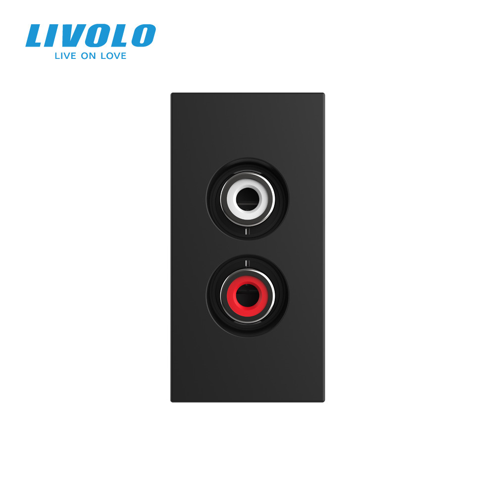 LIVOLO Аудіо розетка RCA (тюльпан) LIVOLO, чорна, модуль 0.5 поста, для колонок / підсилювача ( Коломыя - изображение 7
