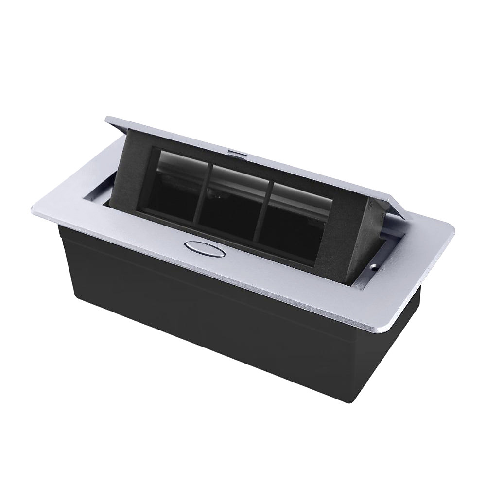 Розетковий люк LIVOLO срібний, вбудований у стільницю, меблевий пустий корпус без розеток для наповнення модулями, плавне відкриття, алюміній, 265×118 Коломыя - изображение 1