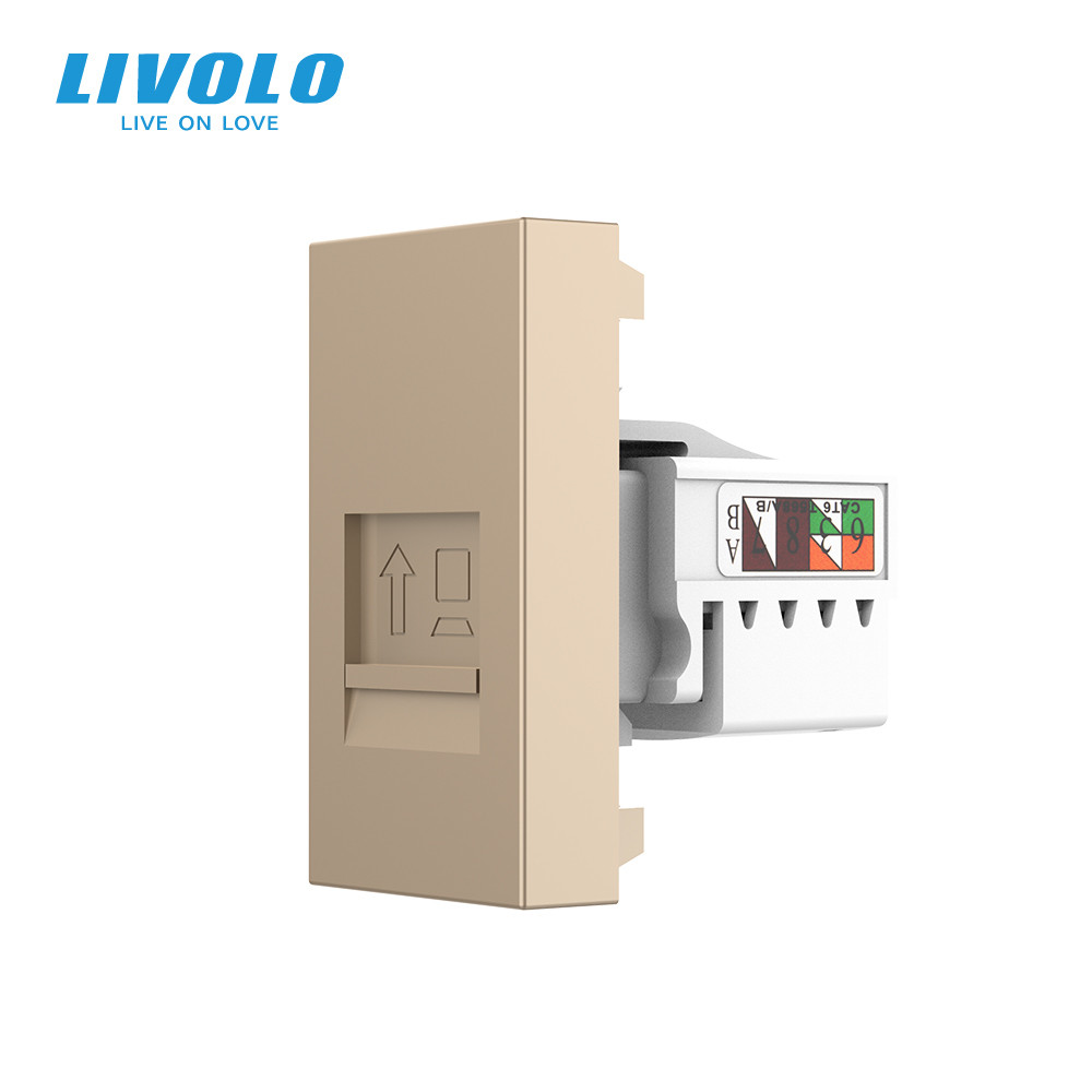 LIVOLO Інтернет-розетка RJ-45 (8P8C Cat.6) LIVOLO, золота, модуль 0.5 поста, з шторкою (VL-FCCP Коломия - фото 1