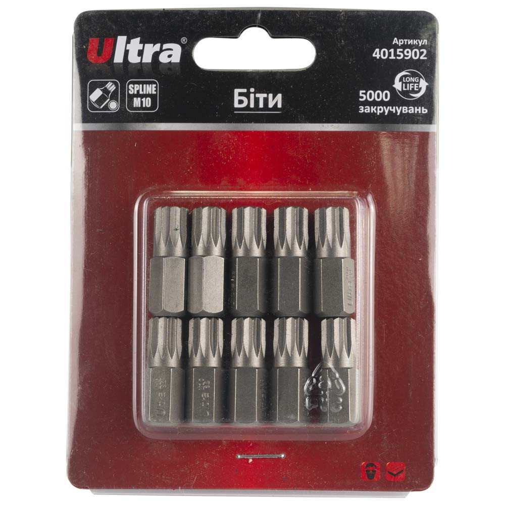 Ultra Биты Spline M10×30мм 10мм 10шт S2 (блистер) ULTRA (4015902) Київ - фото 1
