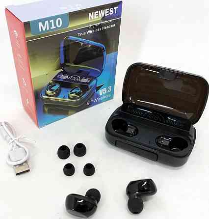 Беспроводные наушники M10 с микрофоном и док станцией-кейсом. Киев
