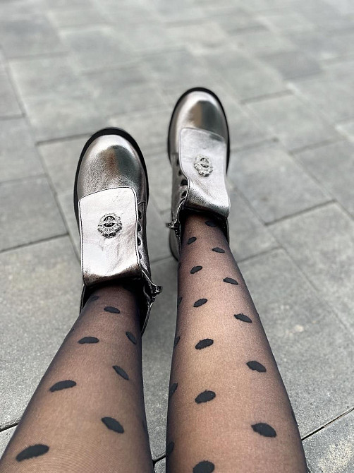 Injers Черевики жіночі INJERS срібні натуральна шкіра зима высота 13см (3883) 37р.38р. Коломия - фото 3