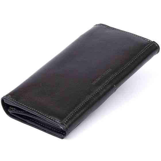 Горизонтальный клатч глянцевый на магните GRANDE PELLE 11316 Черный Киев