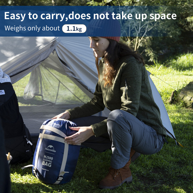 Спальник з капюшоном Naturehike MJ300 CNK2300SD014, темно-блакитний Киев - изображение 5