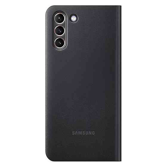 Чохол накладка книжка для Samsung Galaxy S21 LED Wallet Cover зі світлодіодним індикатором слот для карт антимікробний чорний Київ