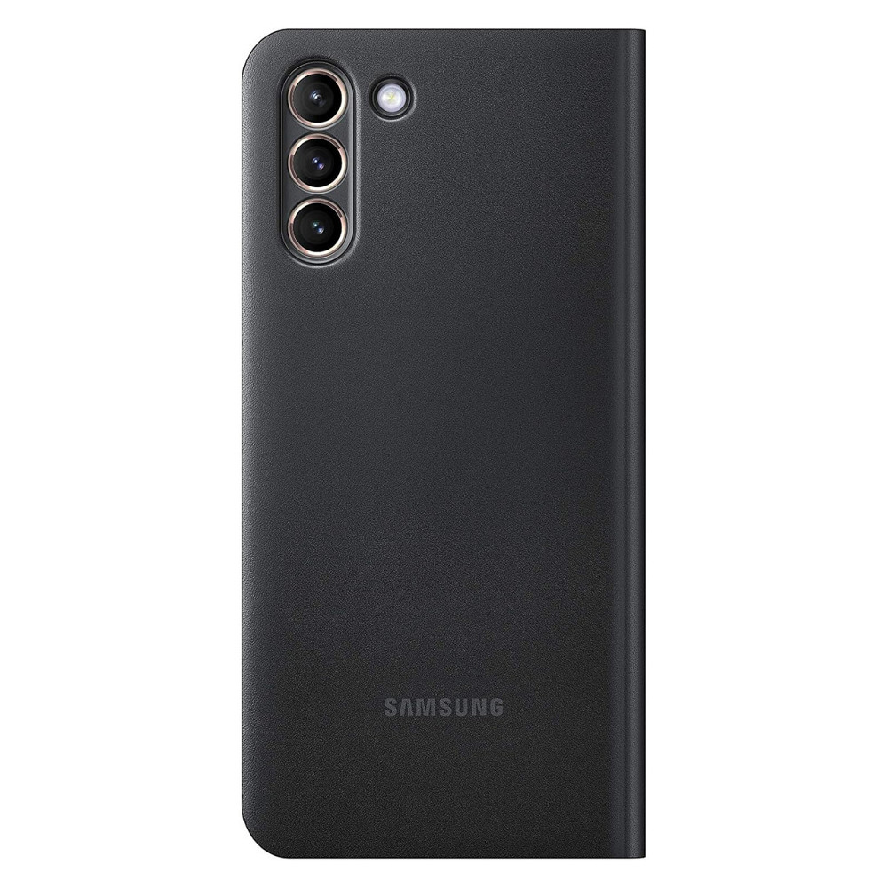 Чохол накладка книжка для Samsung Galaxy S21 LED Wallet Cover зі світлодіодним індикатором слот для карт антимікробний чорний Київ - фото 3