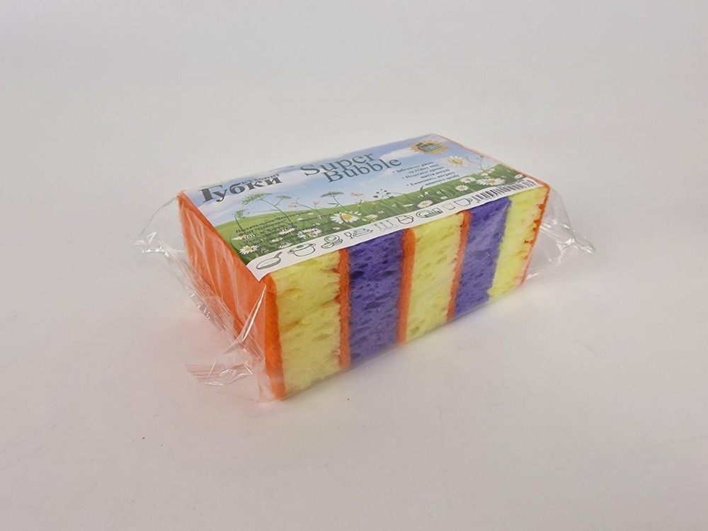 Губка кухонна для посуду 5 шт. Super Bubble (Супер Торба) (1 пачка) Харків - фото 2