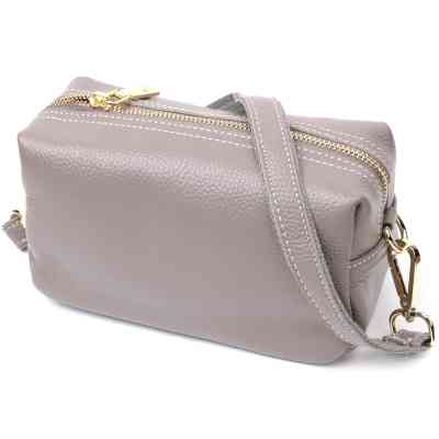 Сумка Vintage Женская с двумя ремнями из натуральной кожи Серая (22275) Винница