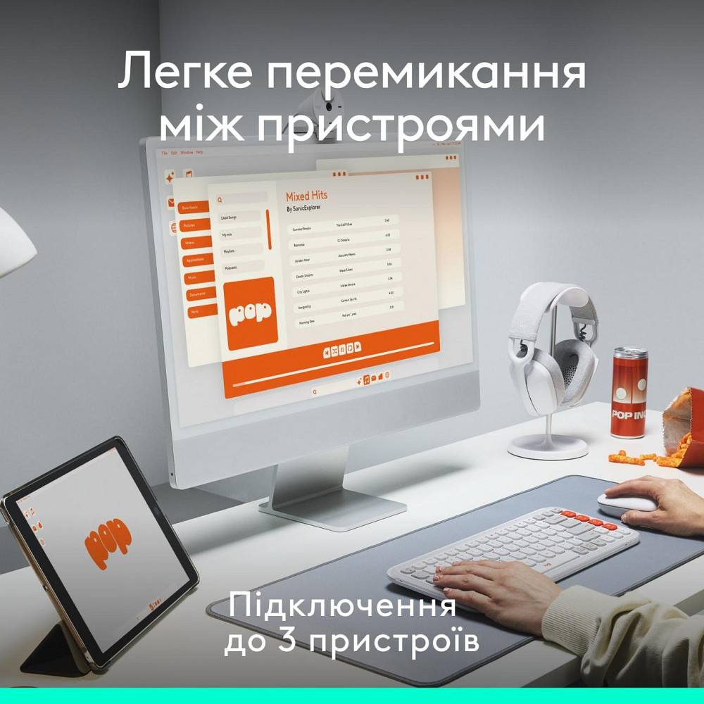 Комплект бездротовий (клавіатура, миша) Logitech Pop Icon Combo Graphite (920-013156) Сірий Харків - фото 20
