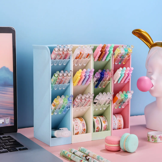 Набор настольных органайзеров (4 шт), подставка для канцелярии, органайзер для мелочей, размер секции 5x9x20см Каменец-Подольский