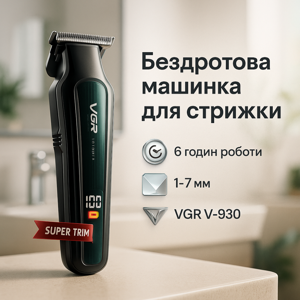 Гострі професійні машинки для стрижки волосся VGR V-930, Машинка для стрижки з потужним акумулятором CY-74 Львів - фото 15