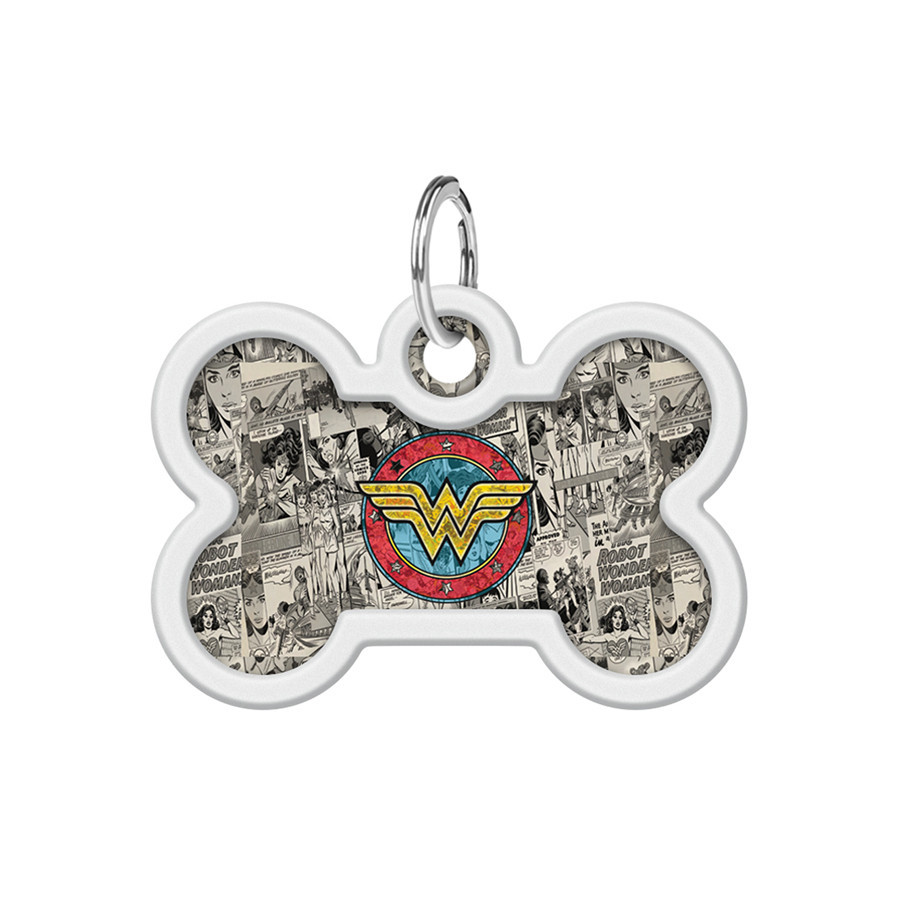 Адресник для собак і котів металевий WAUDOG Smart ID з QR-паспортом, малюнок "Диво-жінка 2", кістка, Д 40 Вінниця - фото 2