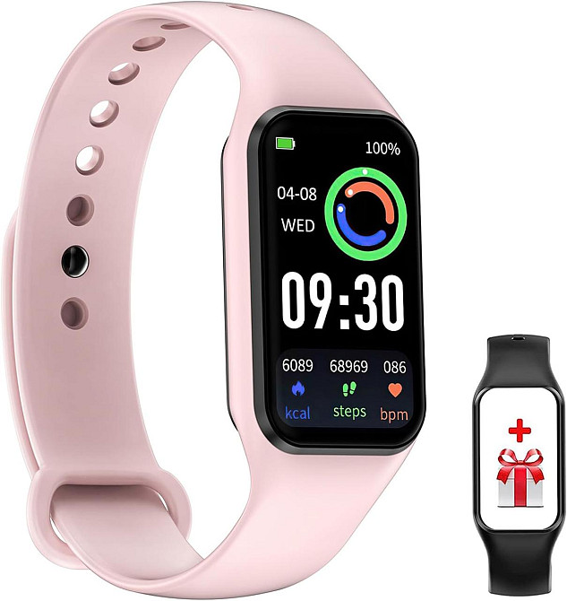 Смарт-годинник фітнес-трекер FeipuQu R1 Pink вологозахищений IP68 з моніторингом SpO2 та 2 ремінцями в комплекті Київ - фото 1