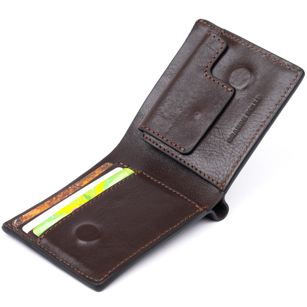 Строгое портмоне в гладкой коже на магнитах GRANDE PELLE 11307 Коричневое Киев - изображение 5