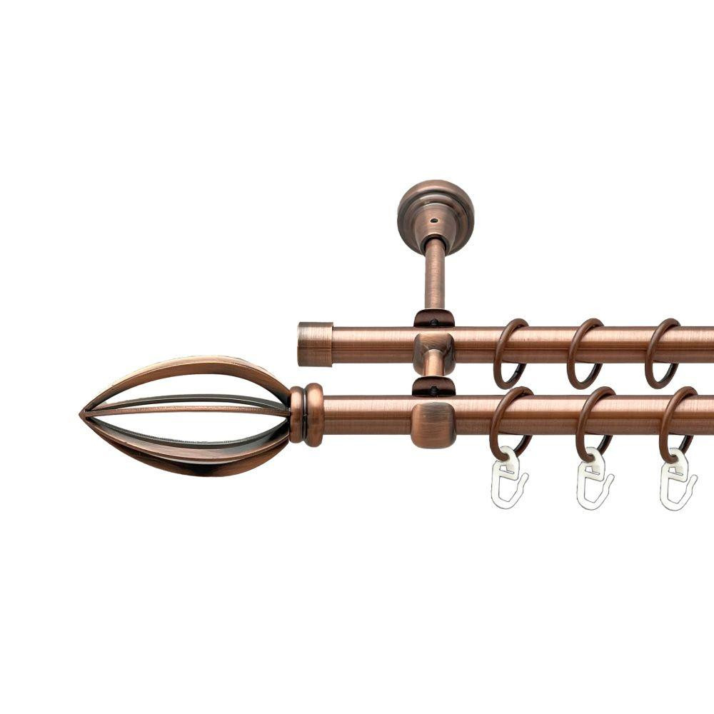 Карниз Orvit Пантеон металевий дворядний відкритий гладка труба кільце металеве Мідь 16\16 мм 120 см (00-00020686) Львів - фото 1