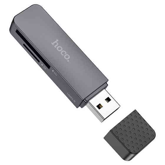 Кардрідер HOCO HB45 Spirit 2-in-1 USB 2.0 card reader Metal Gray Одесса