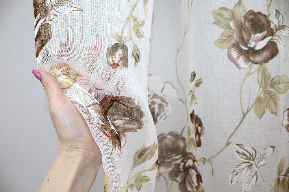 Тюль VR-Textil 1267т Flora Батист Белый с коричневым 250х270 см (42-0921) Киев - изображение 5