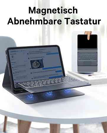 Earto клавіатура-чохол для iPad Air 11 і iPad Pro 11 2025/2024 (M3/M2) чорна QWERTY з підсвіткою та тачпадом Київ