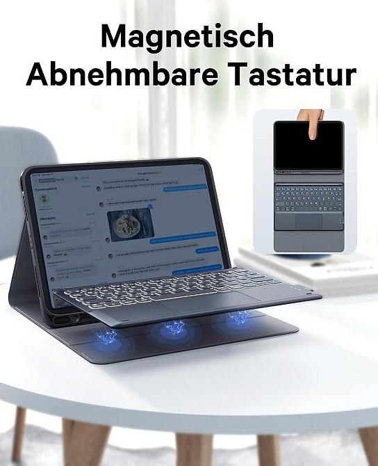 Earto клавіатура-чохол для iPad Air 11 і iPad Pro 11 2025/2024 (M3/M2) чорна QWERTY з підсвіткою та тачпадом Київ - фото 2