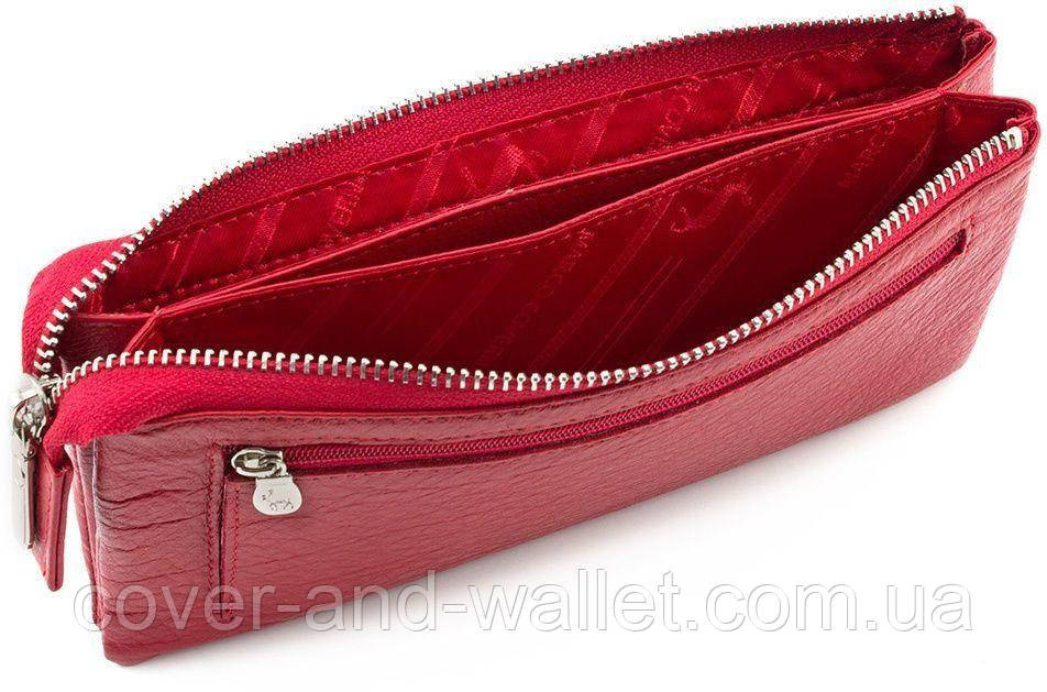 Женский кожаный кошелек клатч красного цвета на магнитах и молнии Marco Coverna MC 6052-2 Киев - изображение 6