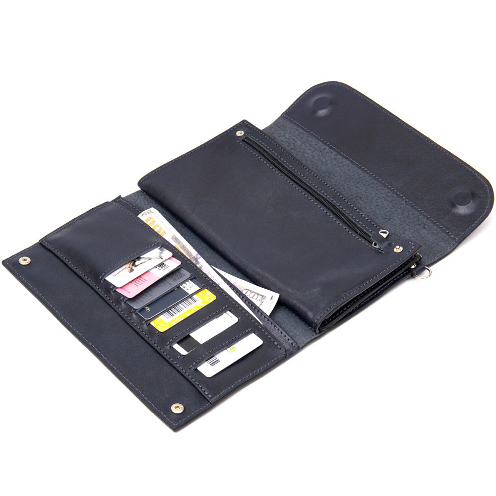 Стильный мужской клатч из натуральной кожи Темно-синий (GRANDE PELLE) Киев - изображение 10