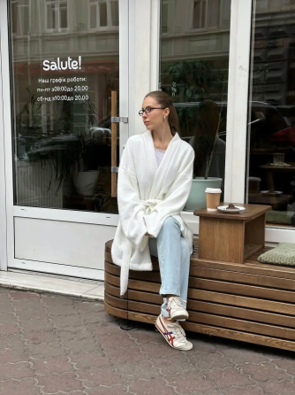 Кардиган женский на запах оверсайз Молочный Харьков