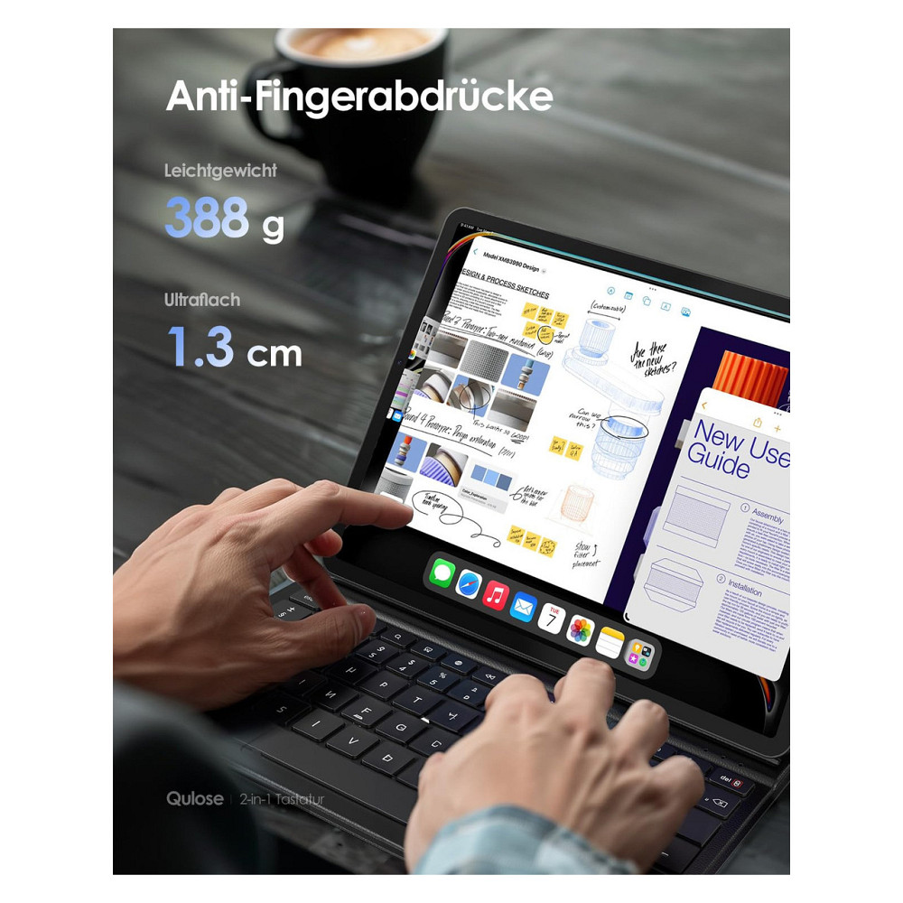 Чехол клавиатура Qulose QWERTZ для iPad Air 11 M3/M2 iPad Air 10.9 (4/5) iPad Pro 11 Bluetooth USB-C черный Киев - изображение 3