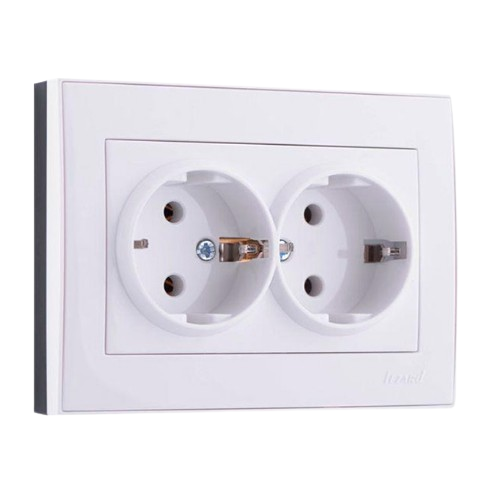 RAIN білий Розетка внутрішня 2-а із заземленням Лезард Житомир