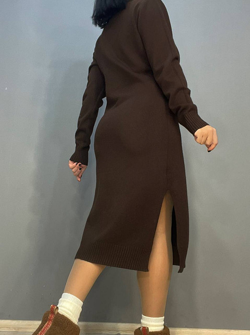 Сукня жіноча Accorddream 2858 светр довга оверсайз комір стійка розріз one size, коричневий, one size Київ - фото 10