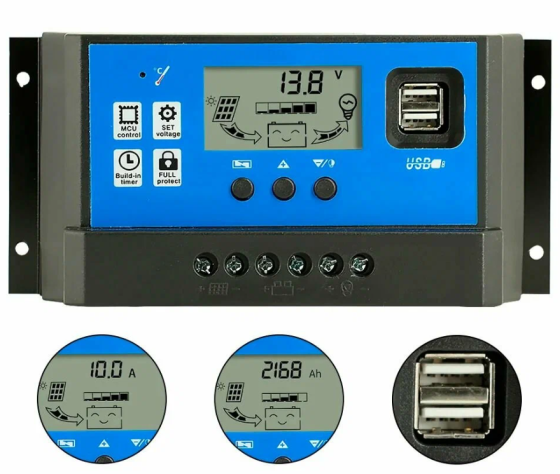 Контроллер солнечной батареи с ЖК дисплеем и USB 5В Киев