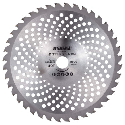 Нож для триммера Sigma с твердосплавными напайками 255x25.4мм 40Т волнообразный (5624621) Винница - изображение 1