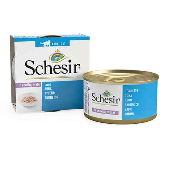 Schesir Tuna ШЕЗИР ТУНЕЦ в бульоне полнорационный влажный корм консервы для котов, банка 85г Киев