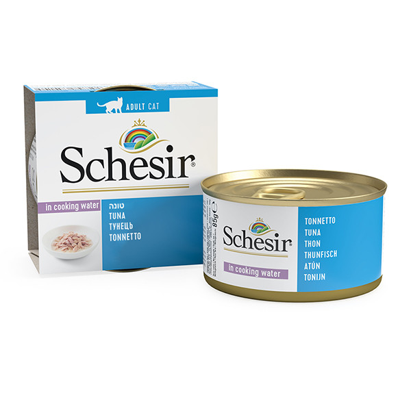 Schesir Tuna ШЕЗИР ТУНЕЦ в бульоне полнорационный влажный корм консервы для котов, банка 85г Киев - изображение 1