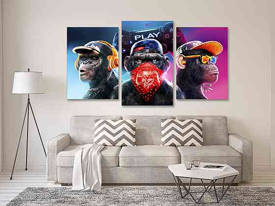 Модульная картина в гостиную / спальню Мавпи кольорові Art-614_3 100x150 см Киев